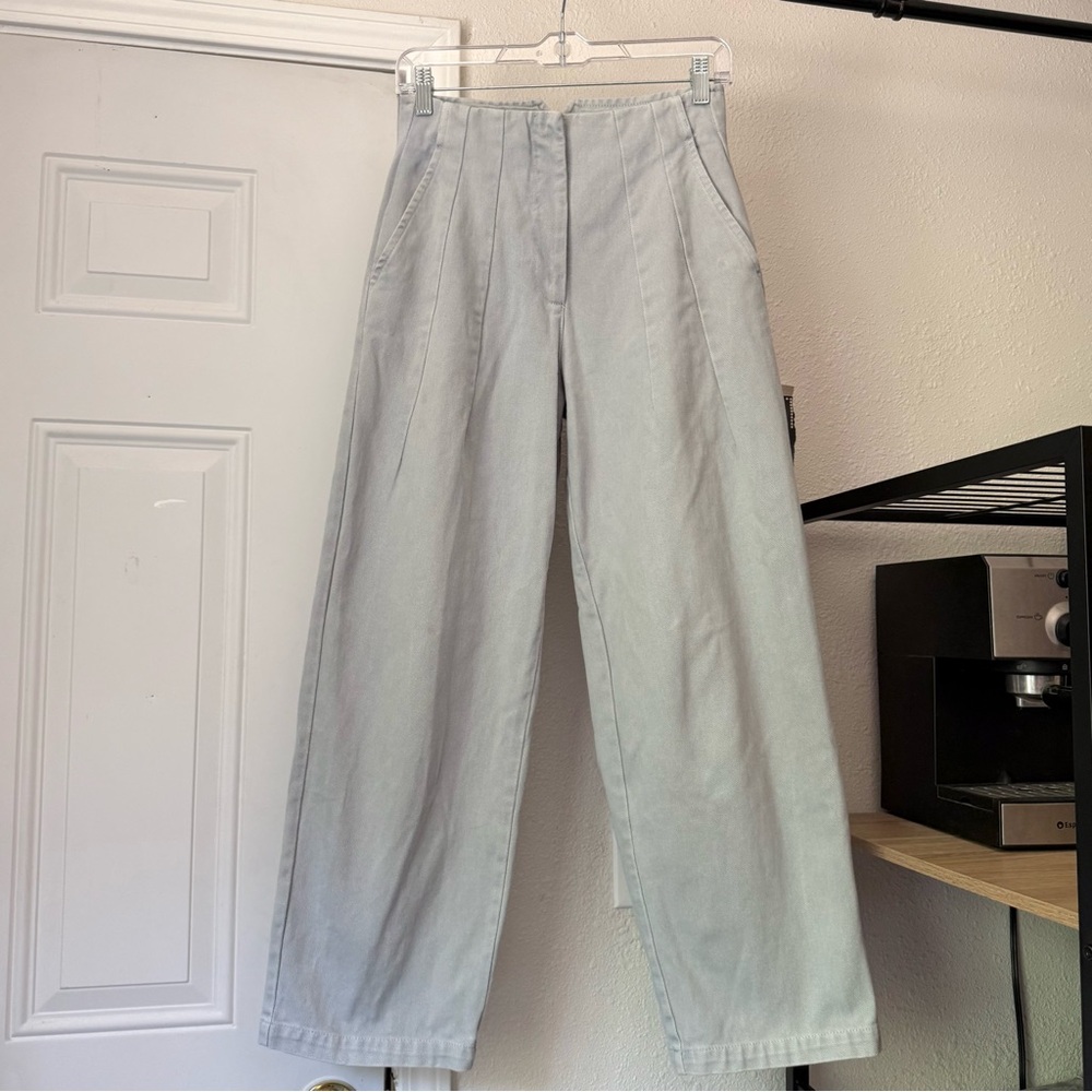 ROMUALDA light blue wash denim high rise balloon barrel wide‎ leg cropped jeans